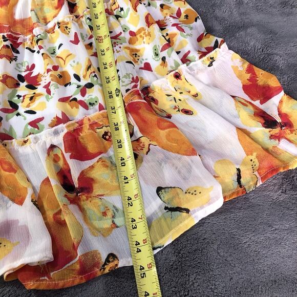 Fig & Flower Anthropologie Floral Chiffon Dress Size 2X 3/4 Sleeve Midi Flirty - Picture 6 of 11